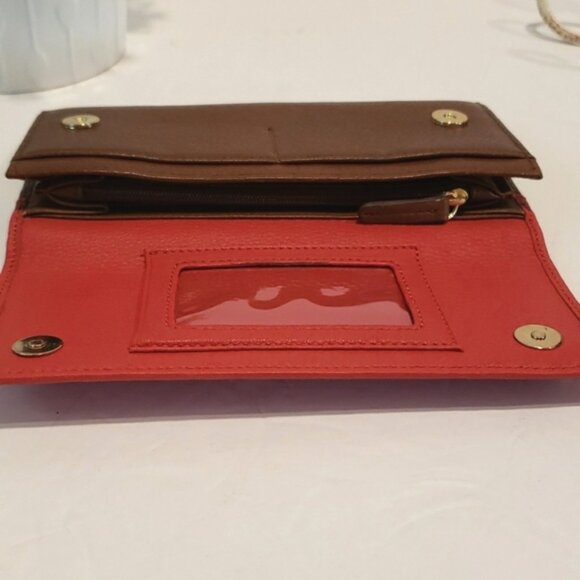 BANANA REPUBLIC Leather Red & Brown Wallet - Picture 2 of 14